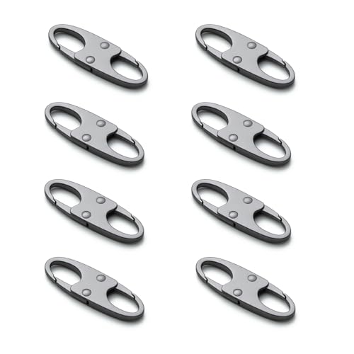 zelin Anti Theft Zipper Clips Double Opening Small Carabiner Clips 8Pcs Elegant Zinc Alloy Zipper Pull Replacement for Travel Commuting and Camping (Space Grey)