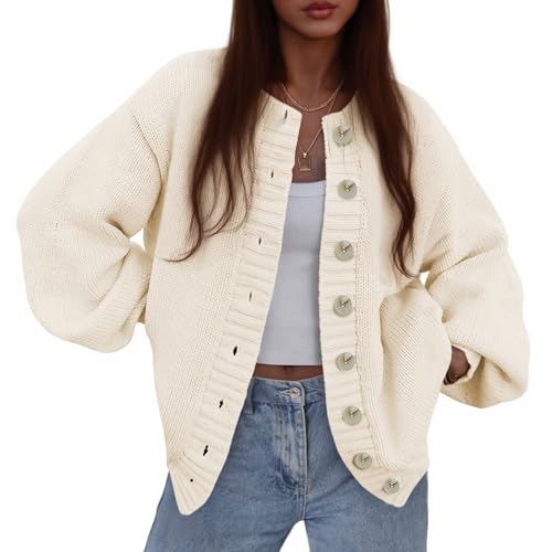 PRETTYGARDEN Women's 2026 Winter Cardigan Sweaters Trendy Chunky Knit Long Sleeve Button Up Casual...