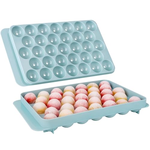 Image of AIG 33 Cavity Ice Cube Tray for Freezer, Round Ice Cube Tray with Spill-Resistant Lid, Easy-Release Reusable Ice Mold for Drinks & Beverages (Pack of 1)