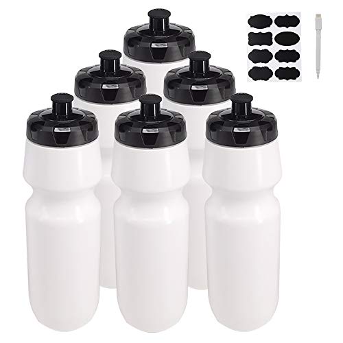 ZMCYN 6 Pack 800ML (27 oz) Sports Water Bottles Sports and Fitness Squeeze Water Bottles, Cycling Water Bottles Bike Bottle For Gym,Team- Extra Labels, 1 Pen