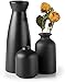 Sawoake Schwarz Keramik Vasen 3er-Set Kleine Blumenvasen für Dekor, Moderne rustikale Bauernhaus Home Decor, Dekorative Vasen für Pampas Grass Idee Regal (Schwarz) Klein 3 günstig Kaufen-Sawoake Schwarz Keramik Vasen 3er-Set Kleine Blumenvasen für Dekor, Moderne rustikale Bauernhaus Home Decor, Dekorative Vasen für Pampas Grass Idee Regal (Schwarz)
