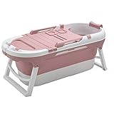 yunyu Bañera Plegable, bañera para Adultos, bañera portátil Que humedece el Sudor, Adulto, recién Nacido, plástico, con Tapa, rodamiento 110 kg, 140x58x62cm, Rosa