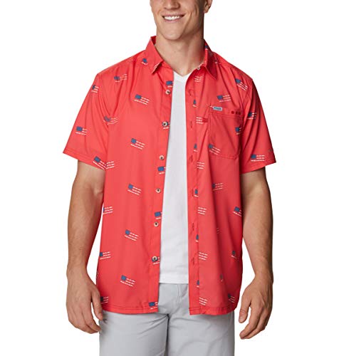 Columbia Camiseta masculina Super Slack Tide Camp, manga curta, absorção de umidade, estampa de band