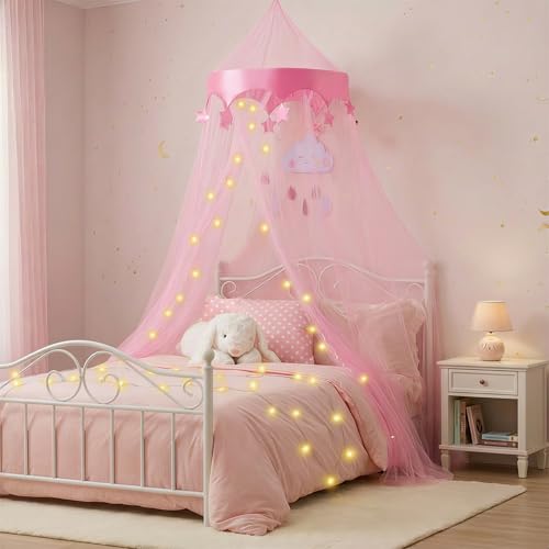 emopaw Bed Canopy with Lights for Girls, Princess's Birthday Gift