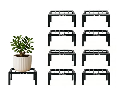 Image of Niyara || Metal Planter Stand || Plant Stand for Pots|| Outdoor Plant Stand (Square Grid stand set of 8)