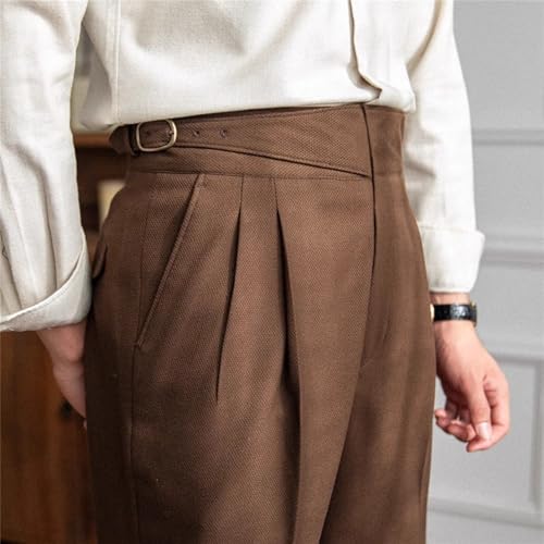 Men's Vintage Straight Leg Casual Dress Pants Business Solid Outdoor Trousers Loose Fit High Waist Comfort Pants4