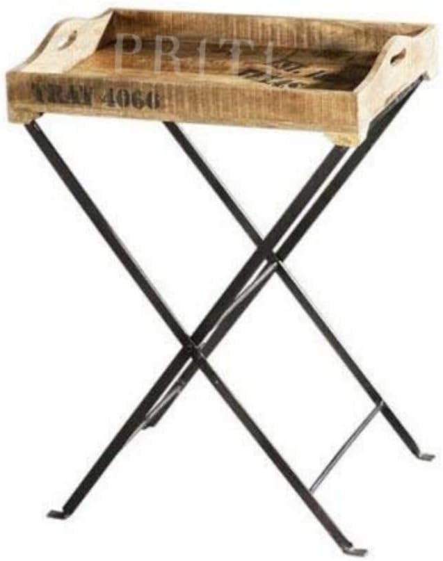 Priti Industrial Coffee Table Nesting Table Bedside Table End Table Wooden Iron Table