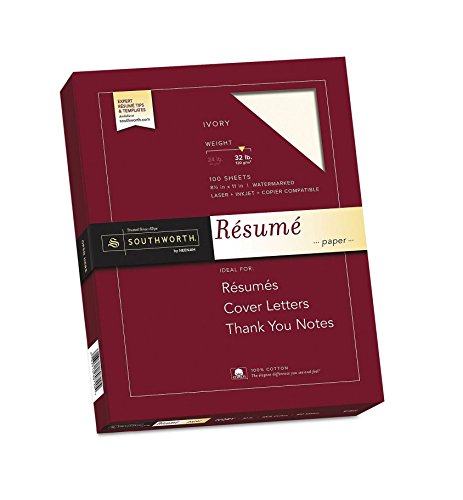 100% Cotton Resume Paper, 32lb, 8 1/2 x 11, Ivory, Wove, 100 Sheets