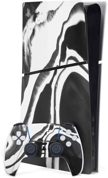 Skinit Decal Gaming Skin Compatible with PS5 Slim Digital Edition Bundle - Copper and Black Marble Ink Design