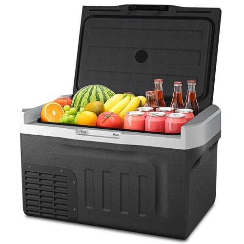 Image of 12 Volt Refrigerator, 23QT(22L) Mini Portable Car Fridge, Freezer Compressor Electric Cooler -4℉~68℉, 12 /24V DC 100-240V AC for Truck Van RV SUV Travel Camping Road Boat Trips
