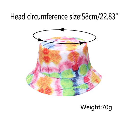 Generic Tie Dye Bucket Hat Kids,Painted Basin Hat Colorful Travel Holiday Beach Sun Hat Kids-Ages 6+ Seven Color Fishing Hat2