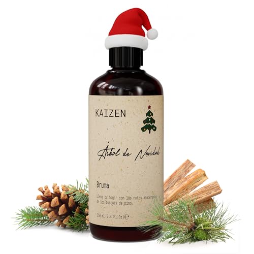 Kaizen® Spray Ambientador Navidad - Aroma Árbol de Navidad con Aceites Esenciales de Pino y Abeto - Fresco y Amaderado - 250ml - Ideal para Árboles Artificiales, Decoraciones, Textiles y Hogar