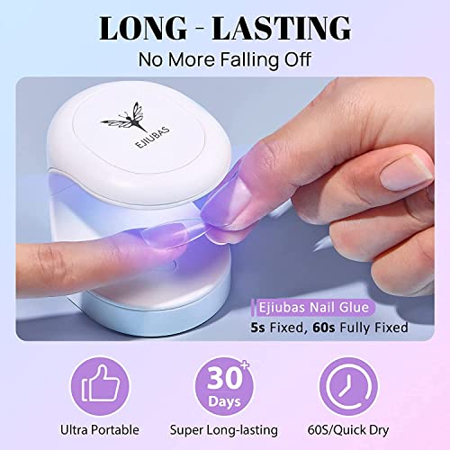 Ejiubas False Nails Kit Gel X Nail Kit (D Short Coffin Gel Nails Kit) #TOP4