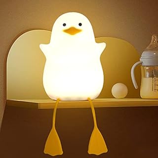 Night Light for Kids, Cute Duck Silicone Bedside Lamp for Nursery, ABS+SIL, Touch Control, Portable and Rechargeable Dimmable, Birthday Xmas Gifts for Boys Girls
