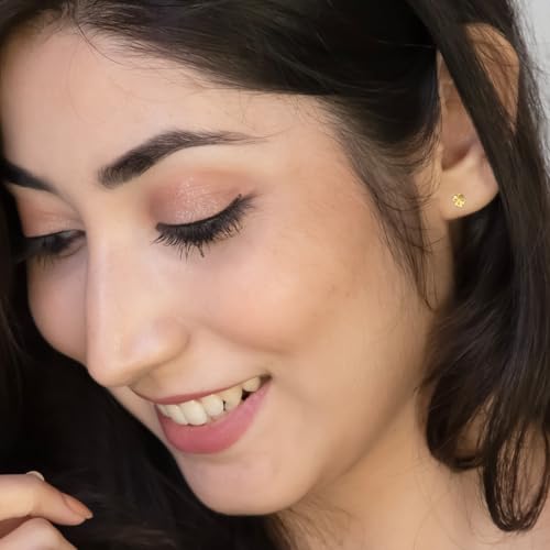 Image of WHP JEWELLERS Floral Heart Yellow Gold Earrings for Women | Womens Aesthetic & Stylish 22 KT Gold Earrings | Gold Fashion Jewellery for Women | Great for Gifting