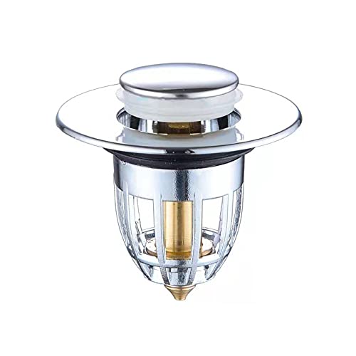 Audasi Raccords de vidange d'évier bouchon de, évier de type poussoir à noyau de rebond en acier inoxydable, filtre de vidange de bouchon d'évier, évier à bouchon valve pop-up universel Cover