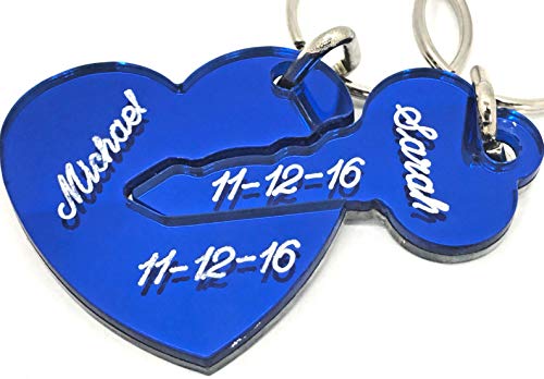 Heart And Key Couple Keychain Personalized Custom Name Free Engraved Key To My Heart Key Chain Any Name Personalized Key Ring #TOP19