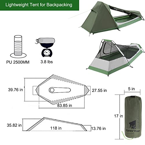 GEERTOP Lightweight 1 Person Bivy Tent 3 Season Waterproof Single Man Backpacking Tent for Camping Hiking Outdoor Backpack Travel image 2