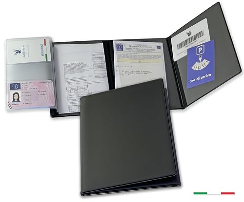 Pubblimania Portadocumenti Auto Moto, chiusura a 3 ante + portacard,