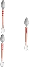 Homoyoyo 3 Pçs Raspador De Frutas Colheres De Aço Inoxidável Dispensadores De Bebidas Colheres De Alimentação Do Bebê Sílica Gel Colher De Comida De Cabeça Dupla Colher De Toranja Do Bebê
