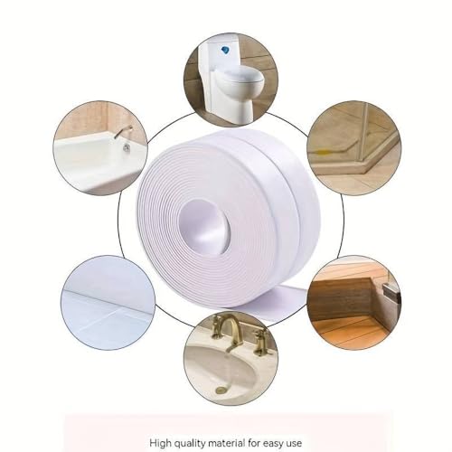 Image of YIZHI Love Caulk Tape Waterproof Self Adhesive, Toilet Caulk Tape Bathtub Sealant Strip, Peel and Stick Caulking Tape Floor Tile Corner Trim Shower Caulk, Bathroom Accessories (1.5 inch x 10.5Ft)