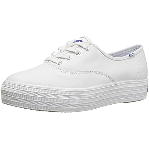 Keds Women's Triple Cvo Leather White Sneaker, White, 3 UK Cover