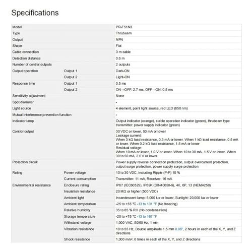 BACYDLPL 1 sztuka PR-F51N3 czujnik fotoelektryczny