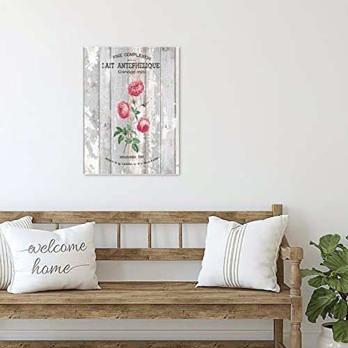 Panneau en bois vintage bouquet de fleurs romantiques style ferme 45x61 cm