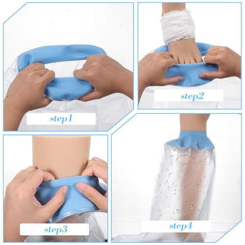 COMNICO Duschschutz Fuß Wasserdichter Duschtasche für Verbandschutz und Gipsschutz Dichter Abdichtung Wiederverwendbare Duschverband Wundduschen für Bein, Fuß, Knöchel Wunde