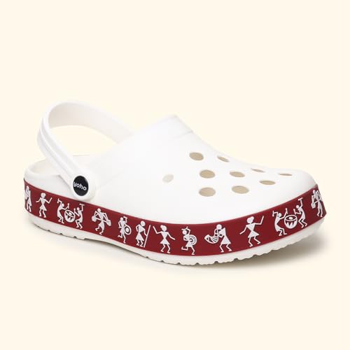 Image of YOHO Hacker Clogs for Women | Waterproof Monsoon Footwear & Rainy Shoes | Tribal Print with Backstrap | 003
