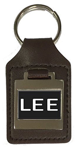 Porte-clés en cuir véritable gravé haut de gamme d'anniversaire Lee