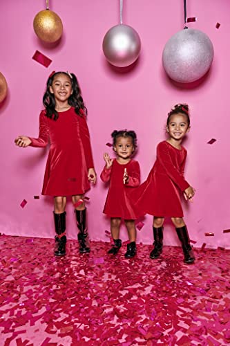 The Children's Place Baby Girls The Children's Place And Toddler Long Sleeve Fashion Skater Dresses Casual Dress, Classic Red Velour, 6-9 Months Us #TOP2