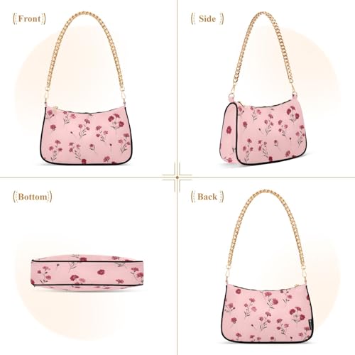 Bolso de hombro floral para mujer rojo y amarillo miniatura 4