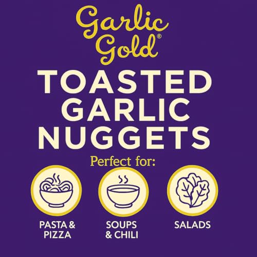 Garlic Gold Toasted Nuggets, Crunchy Roasted Garlic Seasoning, USDA Certified Organic Salad Topper, Keto Paleo Friendly (2.1 Ounces, 3 Pack)