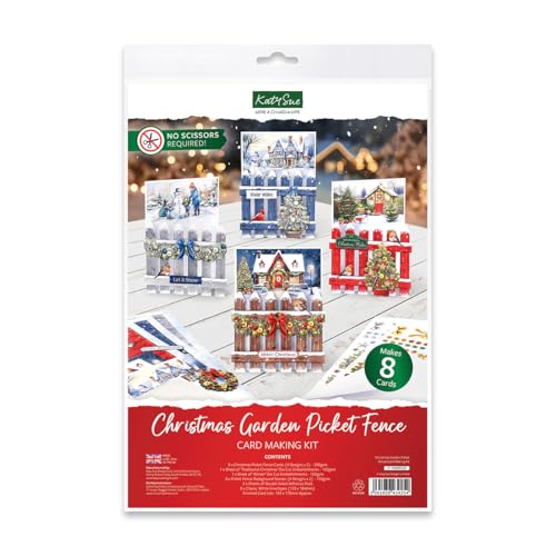 Katy Sue Christmas Garden Picket Fence Card Making Kit - 8 Shaped Cards