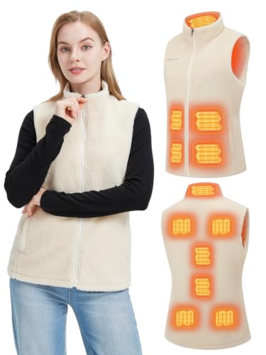 Chaleco térmico de forro polar Sherpa para mujer con calefacción por batería de 7.4V