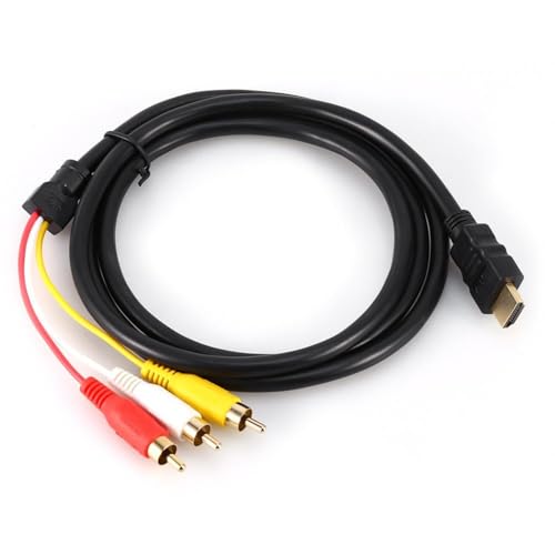 Jadeshay Cable de TV HDMI a RCA, HDMI Macho a 3 RCA AV Adaptador de Cable convertidor de Audio y Video, 1.5M 5Ft HD 1080P