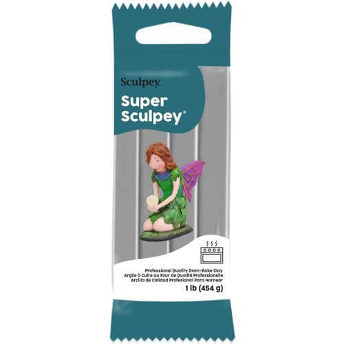 Super Sculpey: Polymer Clay: Gray - 1 lb Pack - Soft Oven Bake Clay Non-Toxic Created for Advanced Sculptors-Artists-Model Makers-Movie Studios