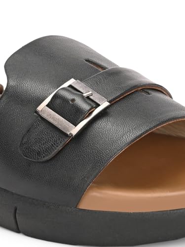 Image of egoss LADY BOSS Women's Leather Slippers | Slip-On Comfort Flats | Soft Cushioned Anti-Slip Lightweight Daily Wear Footwear for Women