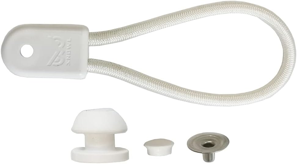 UP100 10 Sets Stayput Shock Cord Loop Bungee Clip Pull Tie Down Tarp Canvas Knobs for Marine Truck Car RV Boat Covers, White