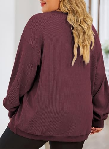 Image of Eytino Women Plus Size Sweatshirt Oversized Crew Neck Long Sleeve Tops