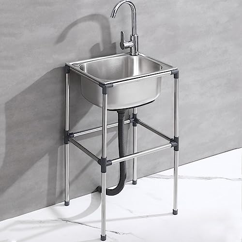 Évier de cuisine autoportant pour camping et jardin avec robinet eau chaude et froide