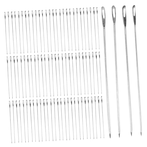 Beatifufu Metal Knitting Needles Large-Eye Sewing Needles for Sweaters Hats Scarves Socks Pet Clothes 100pcs Pack