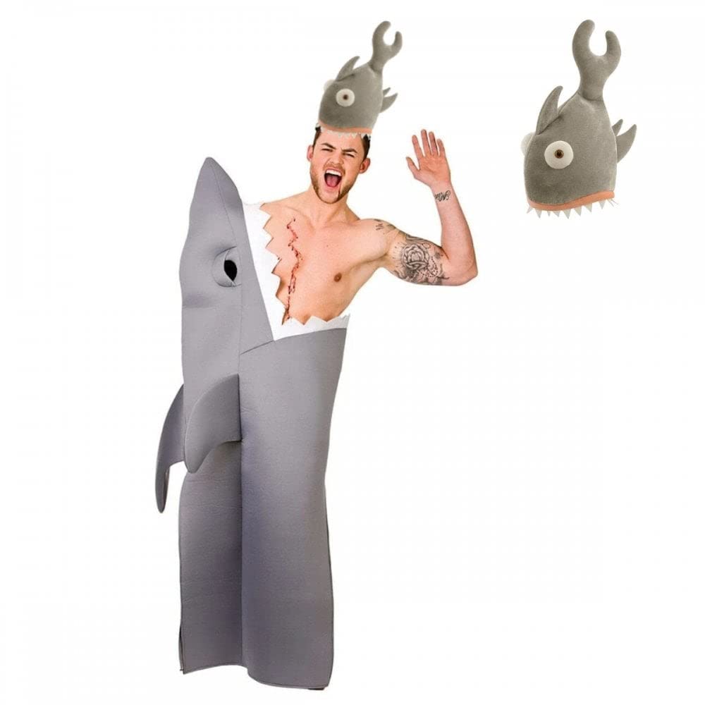 A2ZFD Adult Unisex Funny Shark Attack Adult Costume + Hat : Fish Predator Jaws Fancy Dress