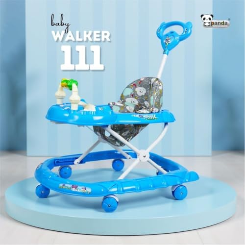 Image of Panda Baby Products Walker with Push Handle, Musical Toys & Adjustable Height - Safe & Comfortable Learning Walker for Babies (6-18 Months) (Blue, 111 Baby Walker)