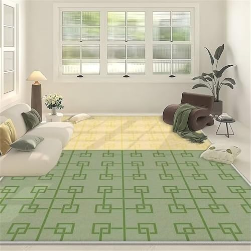 Tapis de salon décoration cuisine vert à motif simple géométrique