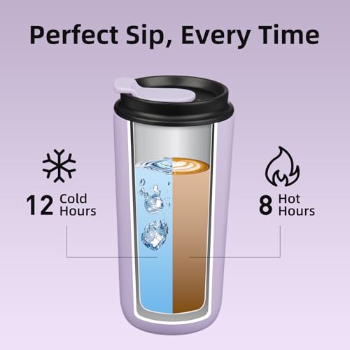 Image of BJPKPK 16oz Insulated Travel Coffee Mug, Stainless Steel Tumbler