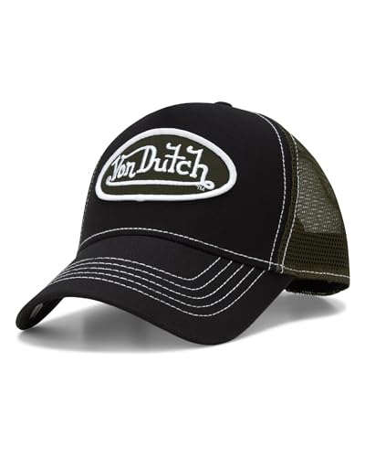 Von Dutch Unisex Trucker Hat - Curved Bill Mesh Back Retro Classic Adjustable Snapback Baseball Cap for Men and Women, Enigma Stone