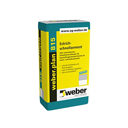 SG weber.Plan 815, 25kg - Estrichschnellzement für Neubau und Renovierung, Innen- und Außen, schnell erhärtend und früh belegreif, nach 4 Stunden begehbar, Zement, Pulver, klar SG weber.Plan 815, 25kg - Estrichschnellzement für Neubau und Renovierung, Innen- und Außen, schnell erhärtend und früh belegreif, nach 4 Stunden begehbar, Zement, Pulver, klar