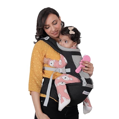 Image of Baby Carrier with Hip Seat, Ergonomic 4 in 1 Carrier Positions, Newborn to Toddler Adjustable Baby Carrier for 4-36 Months, Comfortable Padded Straps, Supports Up to 15 kg (Black)